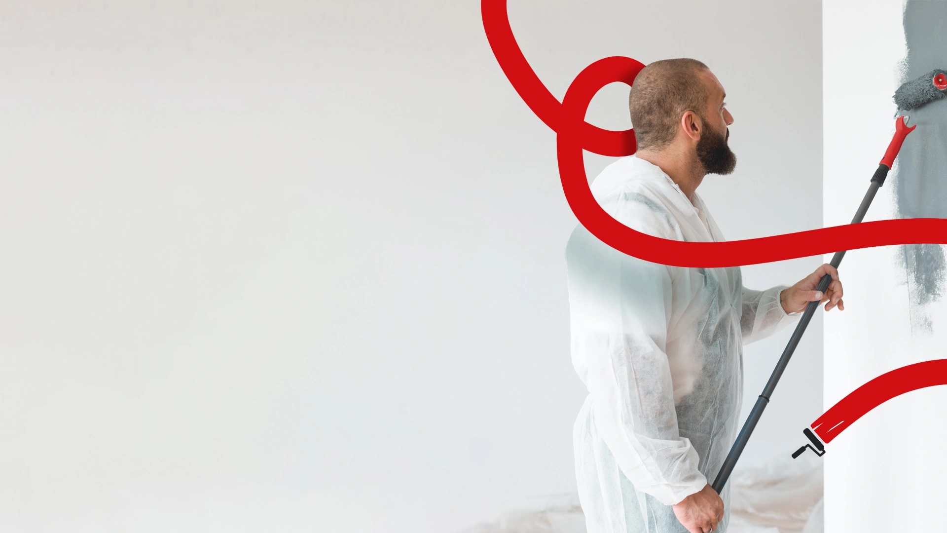 Crew painting a modern commercial lobby